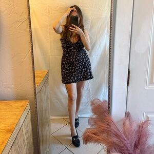 Princess Polly Black Dress with Pink and White Floral Pattern